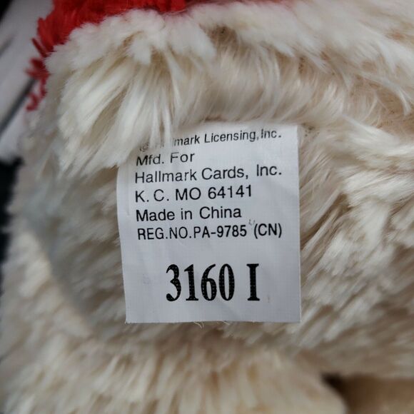 Musical Hallmark Christmas Plush Decor Teddy Bear Plays Jingle Bells Red Cream - Picture 11 of 16